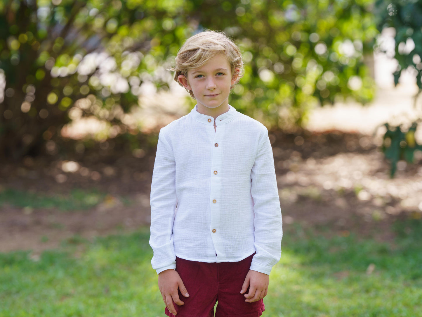 Camisa cuello mao bambula blanca