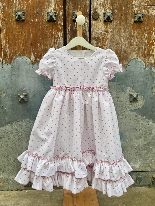 Traje de flamenca lunar rosa