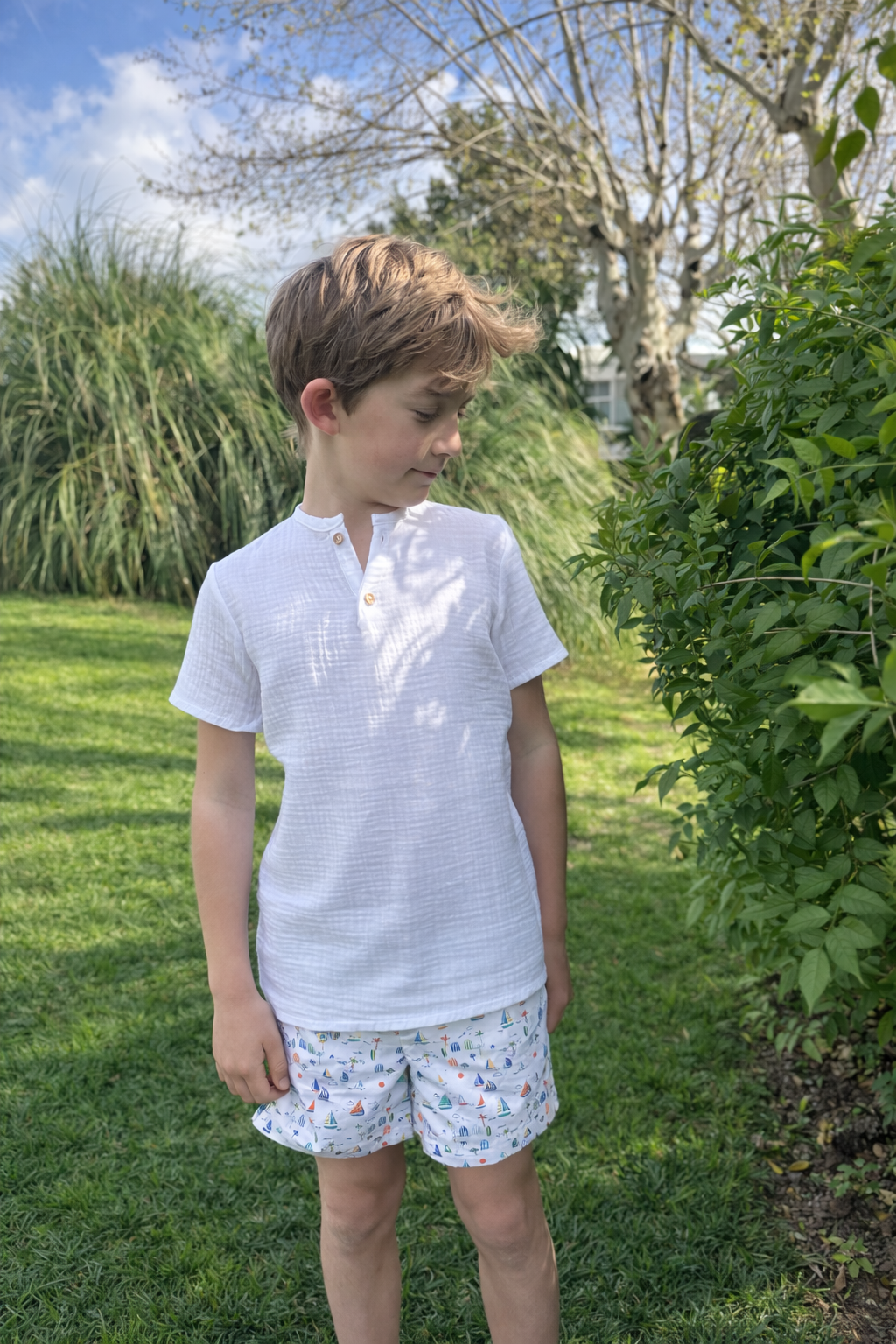 Polera Bambula Blanca manga corta